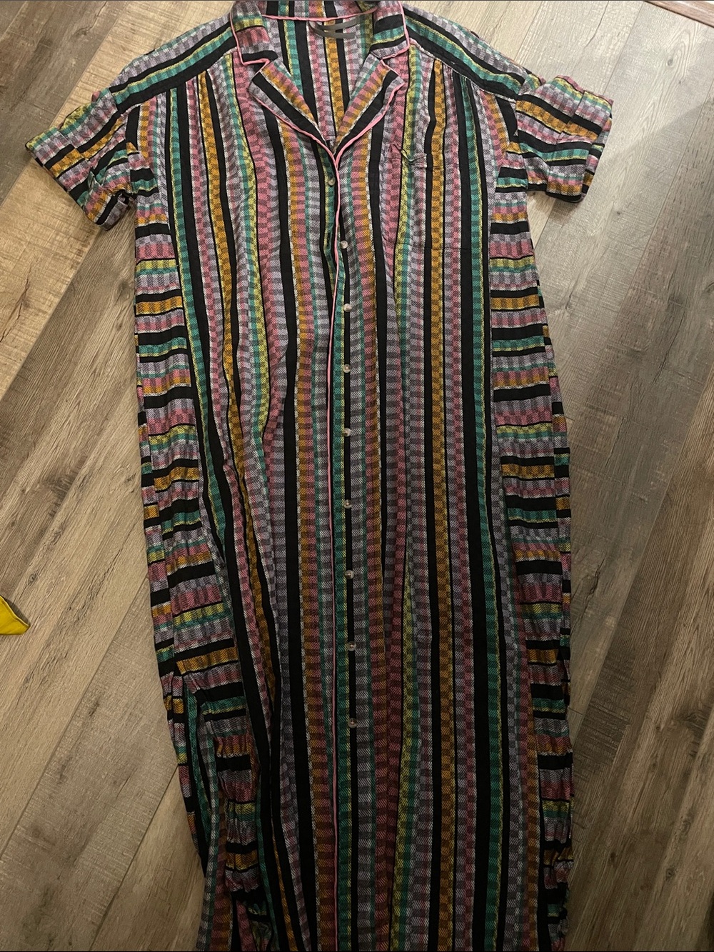 Multi-Stripe Button-Front  Dress/swim cover up - Pink, Green & Black